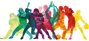 Overlapped images of people doing various sports